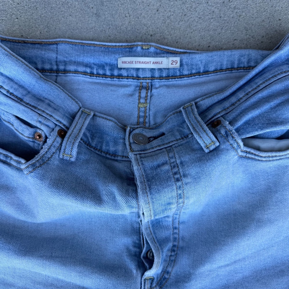 Levi's Ribcage Straight Ankle Jeans Women 29x27 Blue Denim Pants - Picture 7 of 12